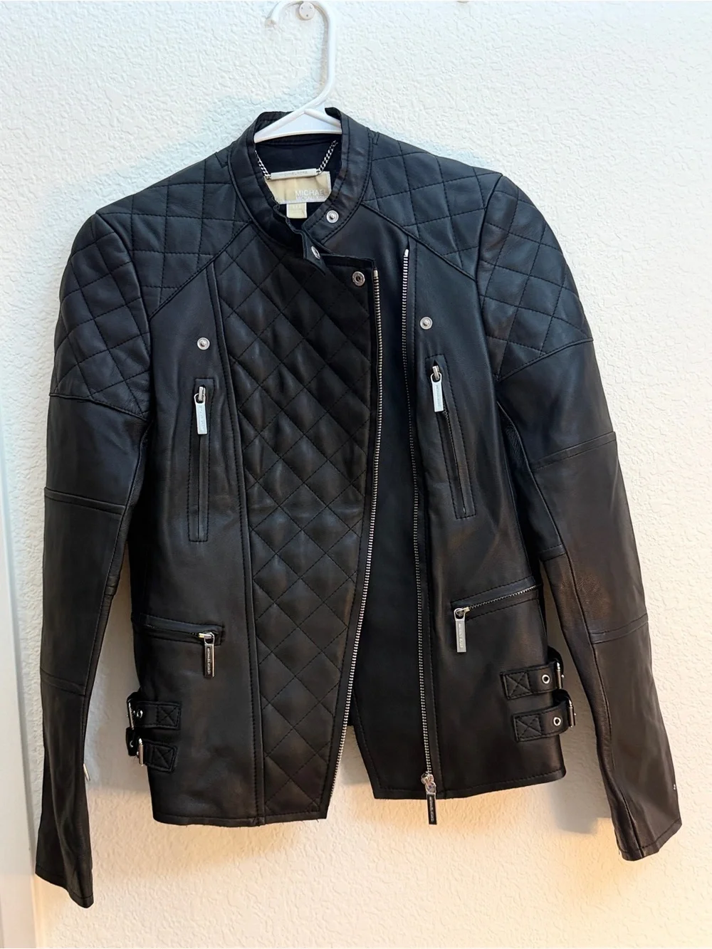 Michael Kors Black Quilted Leather Moto Jacket 100%lamb leather New WO Tag